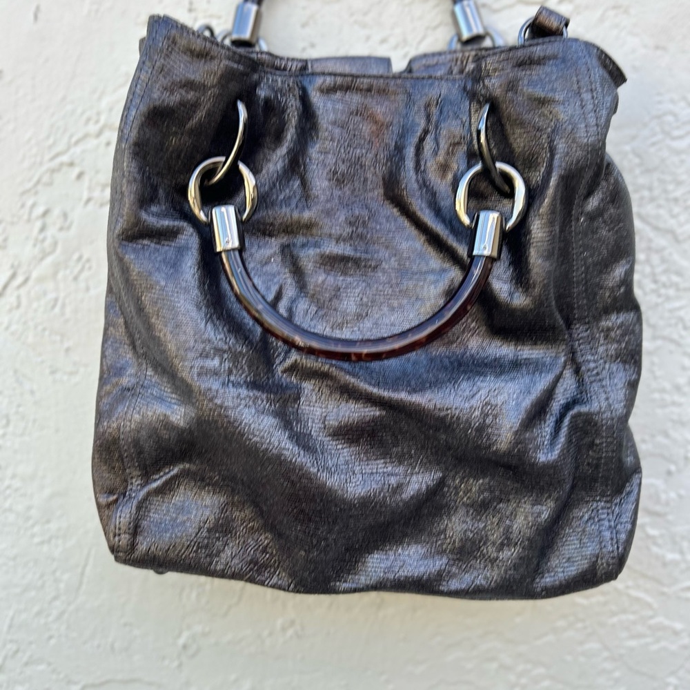 Elie Tahari  Shoulder Bag Large Silver  Metallic Black
